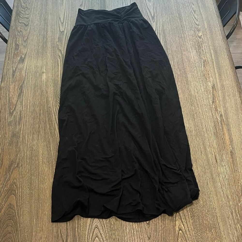 Joe Benbasset Womens Maxi Skirt Ruched Elastic Waist Pull-On Black Size Medium
